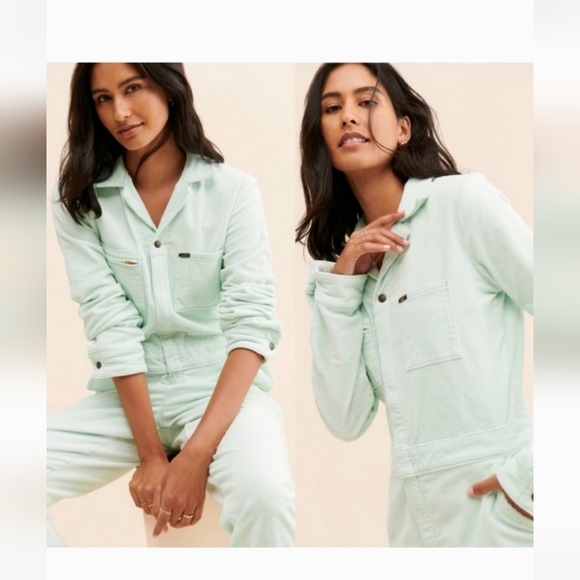 Lee Corduroy Overall Jumpsuit In Sea Glass - Picture 4 of 5